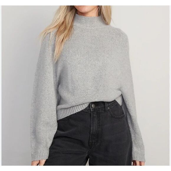 Old Navy cotton blend Melange Cozy Mock-Neck Sweater raglan sleeves size XS - Picture 1 of 9